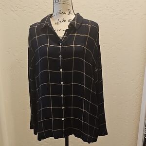 Navy and Tan Button-Up Shirt